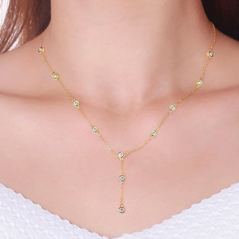 Sparkling Bubble Y Shaped Moissanite Necklace